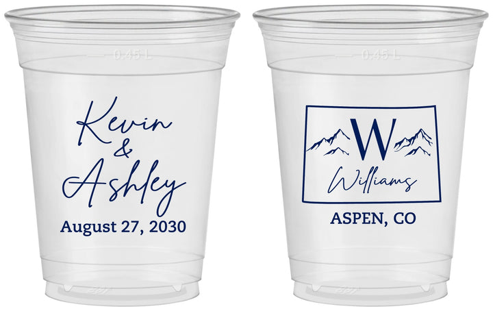 Custom Wedding 16 oz Soft Sided Clear Cups - Colorado | 105
