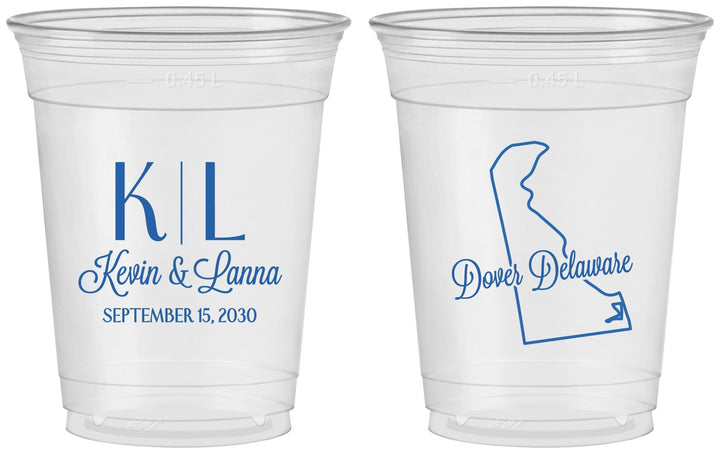 Custom Wedding 16 oz Soft Sided Clear Cups - Delaware | 107