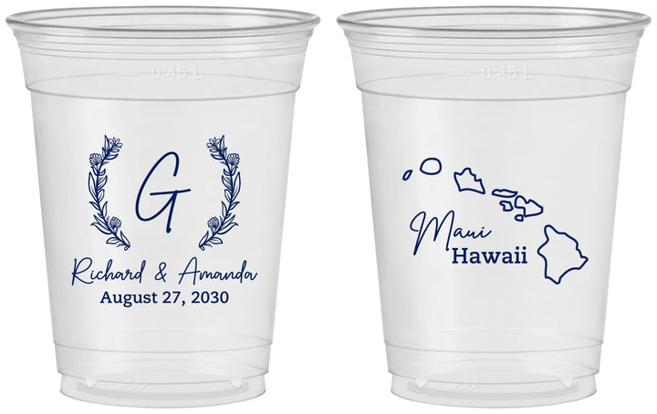 Custom Wedding 16 oz Soft Sided Clear Cups - Hawaii | 110