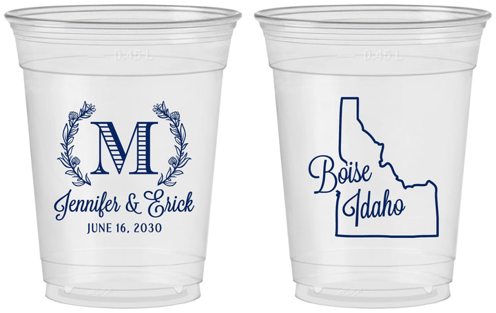 Custom Wedding 16 oz Soft Sided Clear Cups - Idaho | 111