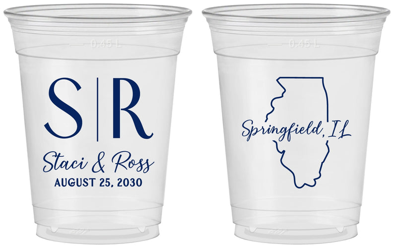 Custom Wedding 16 oz Soft Sided Clear Cups - Illinois | 112