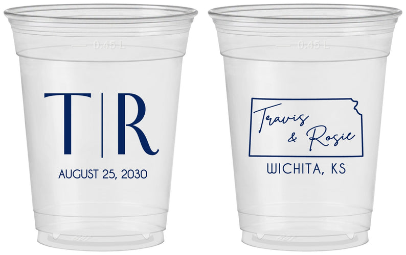 Custom Wedding 16 oz Soft Sided Clear Cups - Kansas | 115