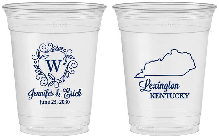 Custom Wedding 16 oz Soft Sided Clear Cups - Kentucky | 116