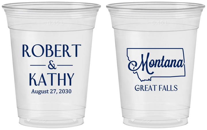 Custom Wedding 16 oz Soft Sided Clear Cups - Montana | 125