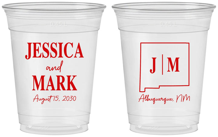 Custom Wedding 16 oz Soft Sided Clear Cups - New Mexico | 130