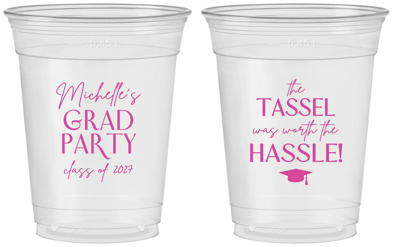 Custom Graduation 16 oz Soft Sided Clear Cups - Class Of 2027 Tassel Hassel | 130011