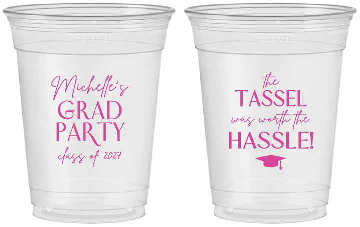 Custom Graduation 16 oz Soft Sided Clear Cups - Class Of 2027 Tassel Hassel | 130011