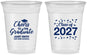 Custom Graduation 16 oz Soft Sided Clear Cups - Class Of 2027 Cheers Graduate | 130021