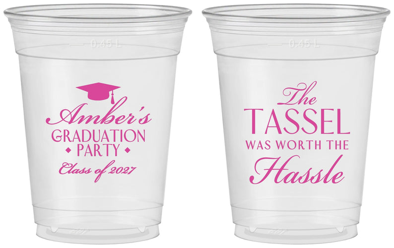 Custom Graduation 16 oz Soft Sided Clear Cups - Class Of 2027 Tassel Hassel | 130030