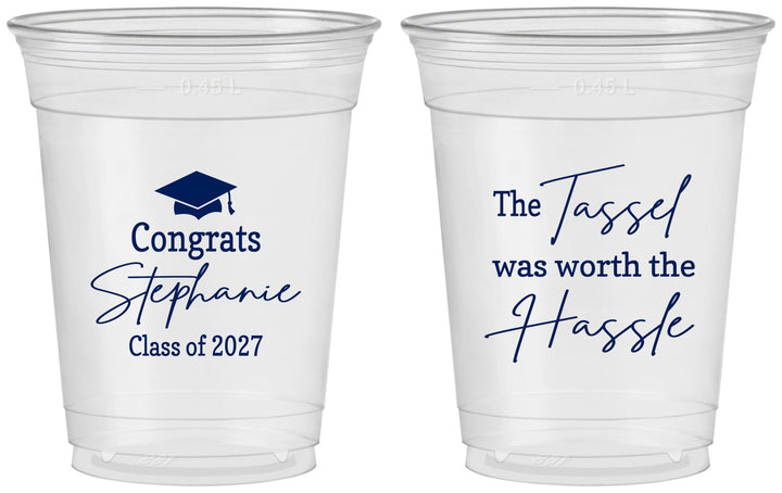 Custom Graduation 16 oz Soft Sided Clear Cups - Class Of 2027 Tassel Hassel | 130031