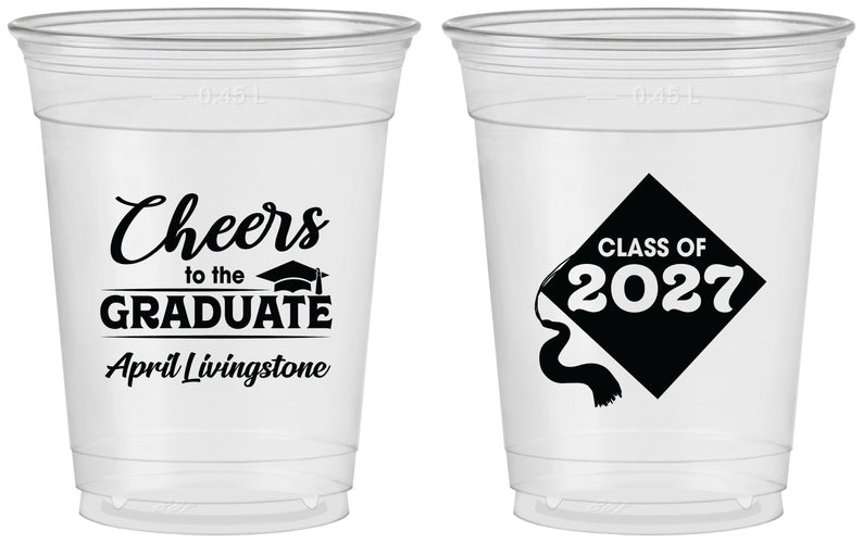 Custom Graduation 16 oz Soft Sided Clear Cups - Class Of 2027 Tassel Hassel | 130033