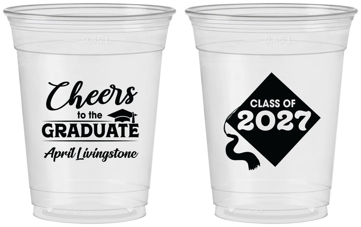 Custom Graduation 16 oz Soft Sided Clear Cups - Class Of 2027 Tassel Hassel | 130033