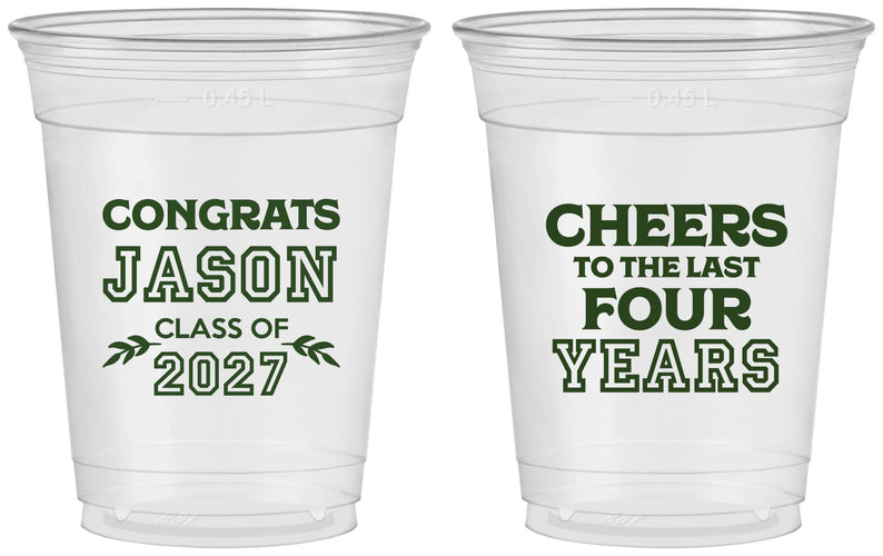 Custom Graduation 16 oz Soft Sided Clear Cups - Class Of 2027 Last Four Years | 130036