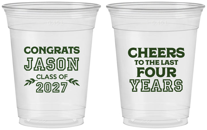Custom Graduation 16 oz Soft Sided Clear Cups - Class Of 2027 Last Four Years | 130036