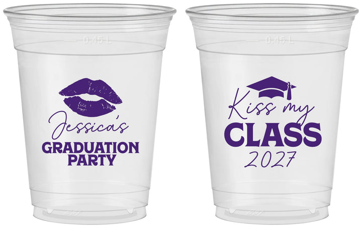 Custom Graduation 16 oz Soft Sided Clear Cups - Class Of 2027 Kiss My Class | 130041