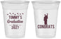 Custom Graduation 16 oz Soft Sided Clear Cups - Class Of 2027 Congrats | 130046
