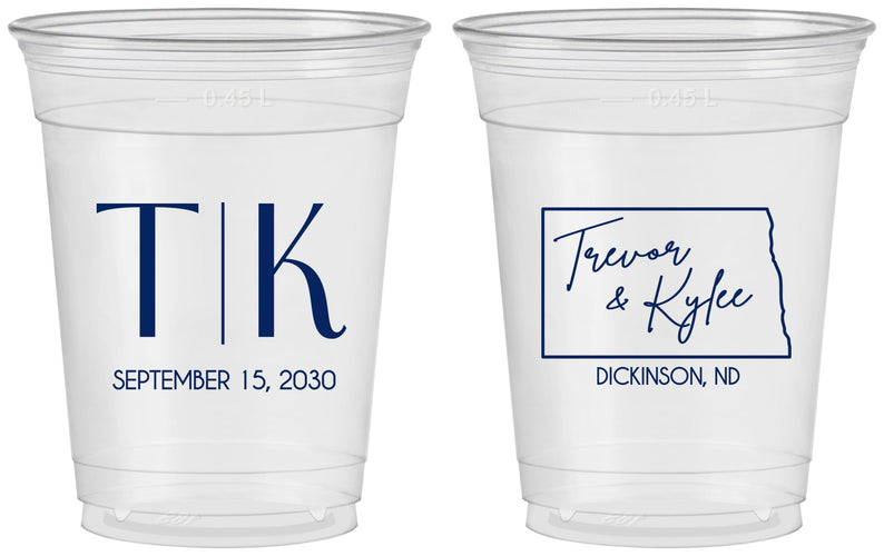 Custom Wedding 16 oz Soft Sided Clear Cups - North Dakota | 133