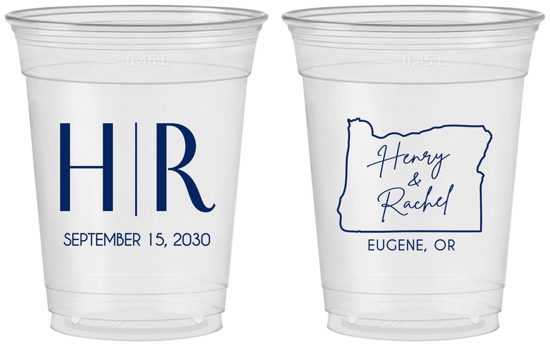 Custom Wedding 16 oz Soft Sided Clear Cups - Oregon | 136