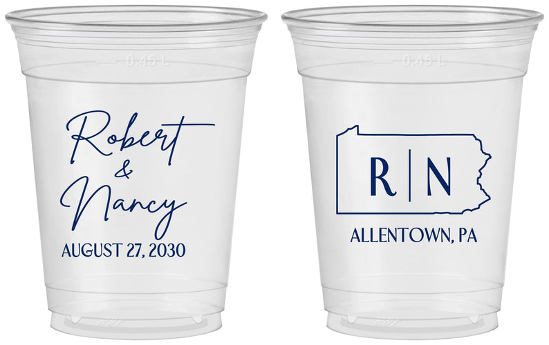 Custom Wedding 16 oz Soft Sided Clear Cups - Pennsylvania | 137