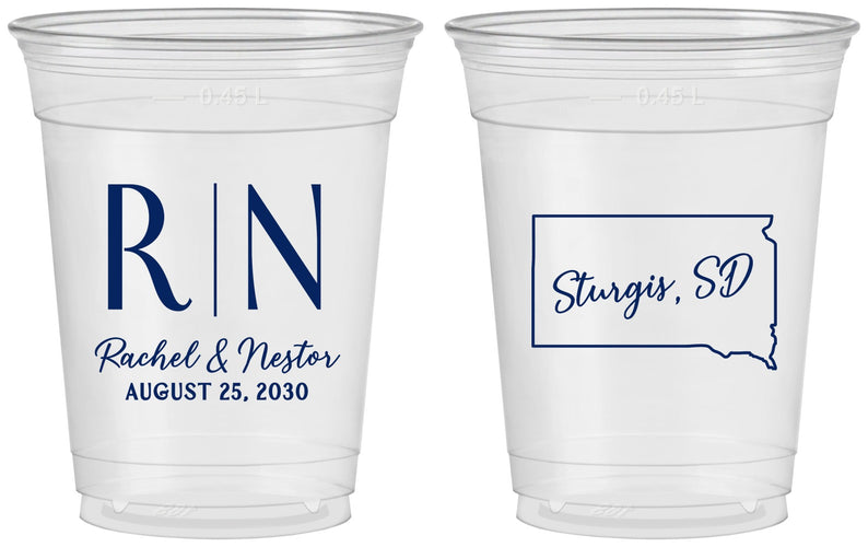 Custom Wedding 16 oz Soft Sided Clear Cups - South Dakota | 140