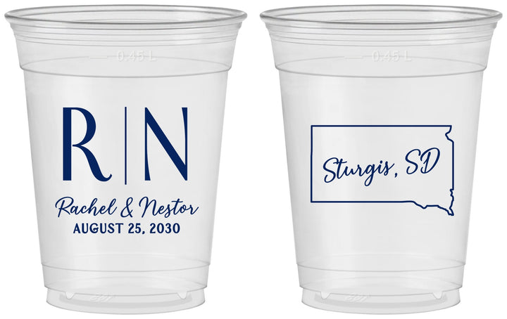 Custom Wedding 16 oz Soft Sided Clear Cups - South Dakota | 140