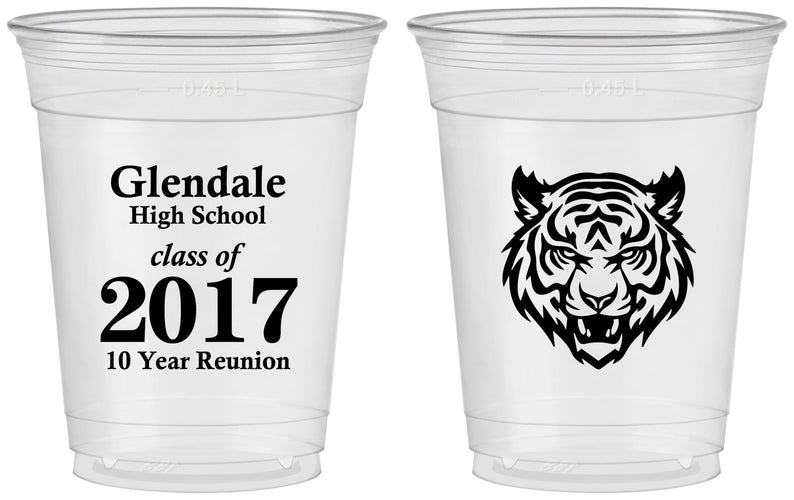 Custom Class Reunion 16 oz Soft Sided Clear Cups - Class Of 2017 10 Year | 140000