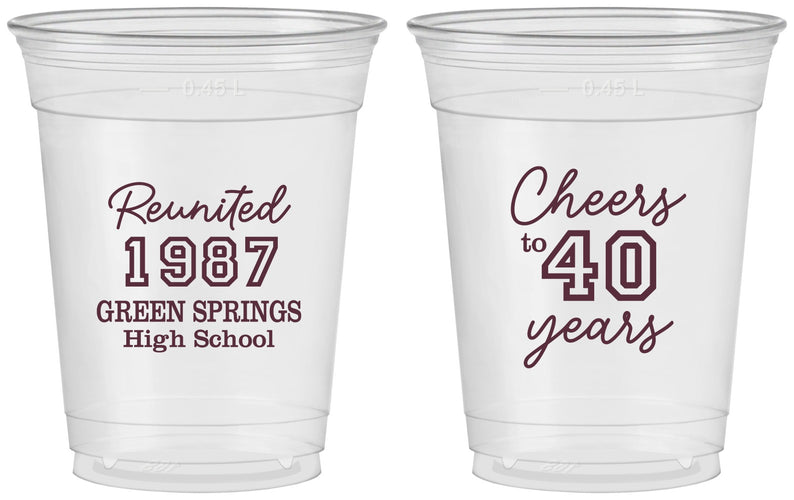 Custom Class Reunion 16 oz Soft Sided Clear Cups - Class Of 1987 40 Year | 140003