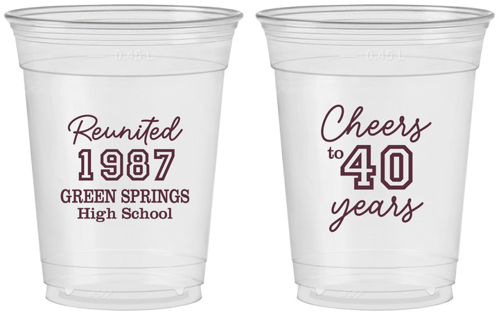 Custom Class Reunion 16 oz Soft Sided Clear Cups - Class Of 1987 40 Year | 140003