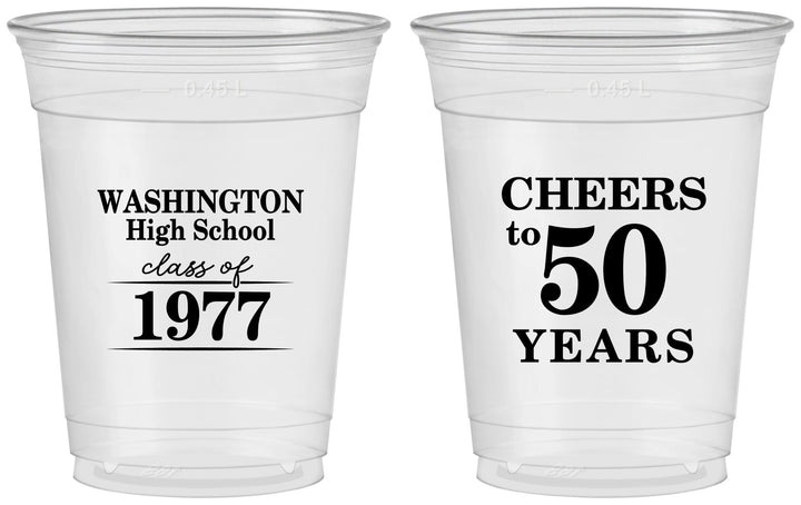 Custom Class Reunion 16 oz Soft Sided Clear Cups - Class Of 1977 50 Year | 140004