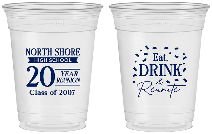 Custom Class Reunion 16 oz Soft Sided Clear Cups - Class Of 2007 20 Year | 140006