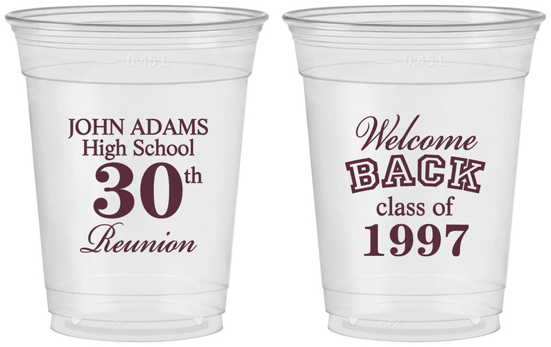 Custom Class Reunion 16 oz Soft Sided Clear Cups - Class Of 1997 30 Year | 140007