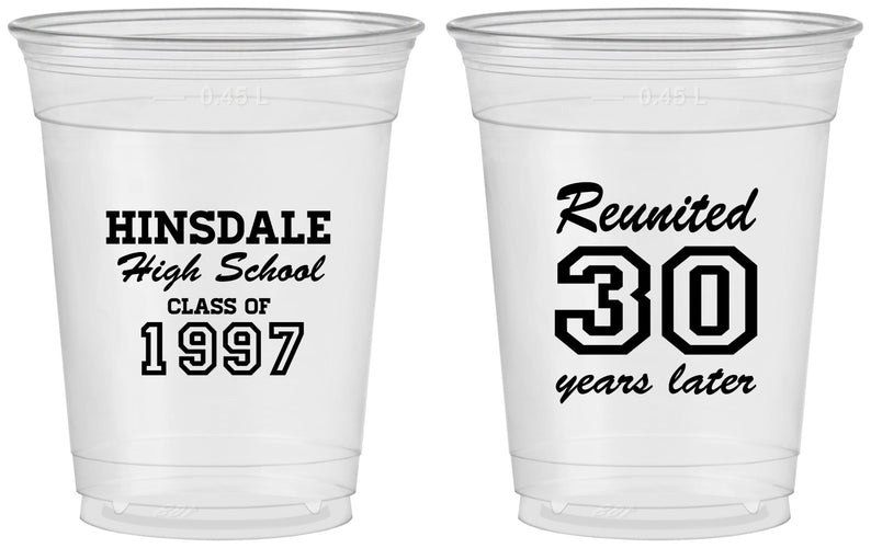 Custom Class Reunion 16 oz Soft Sided Clear Cups - Class Of 1997 30 Year | 140012