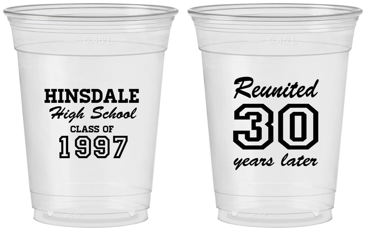 Custom Class Reunion 16 oz Soft Sided Clear Cups - Class Of 1997 30 Year | 140012