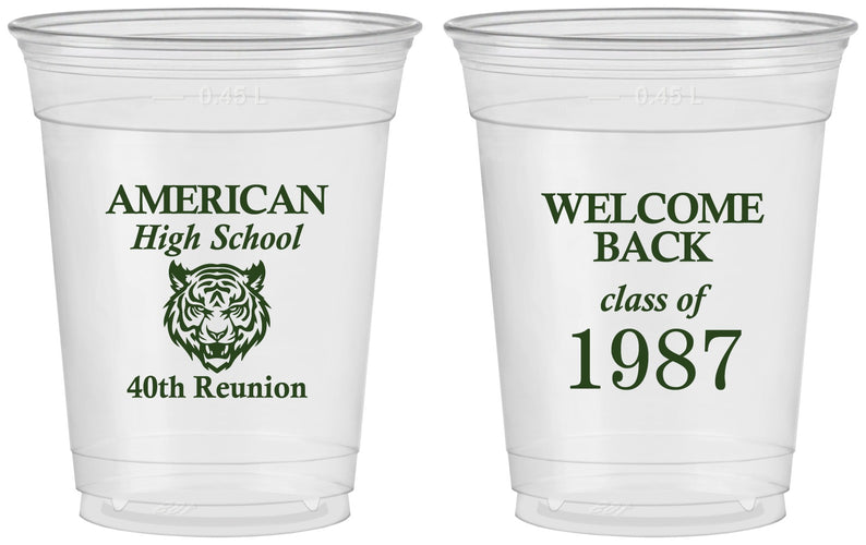 Custom Class Reunion 16 oz Soft Sided Clear Cups - Class Of 1987 40 Year | 140013