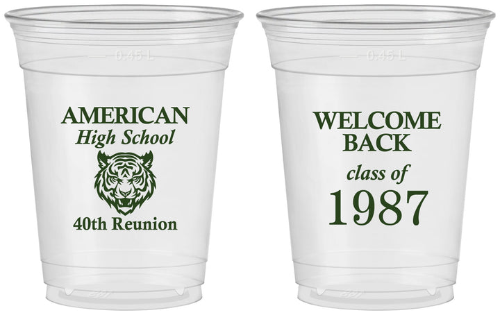 Custom Class Reunion 16 oz Soft Sided Clear Cups - Class Of 1987 40 Year | 140013
