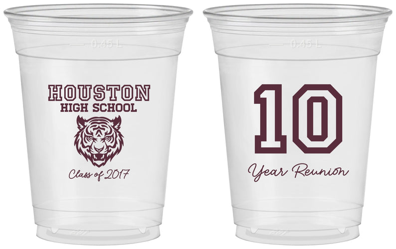Custom Class Reunion 16 oz Soft Sided Clear Cups - Class Of 2017 10 Year | 140015