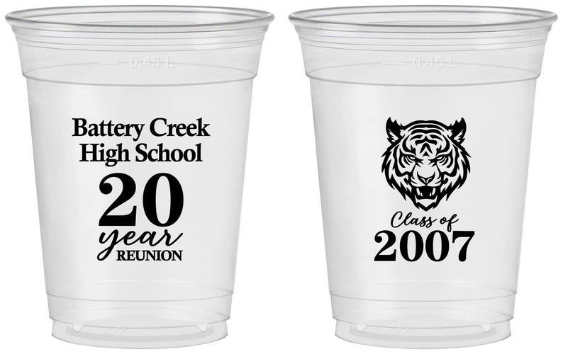 Custom Class Reunion 16 oz Soft Sided Clear Cups - Class Of 2007 20 Year | 140016