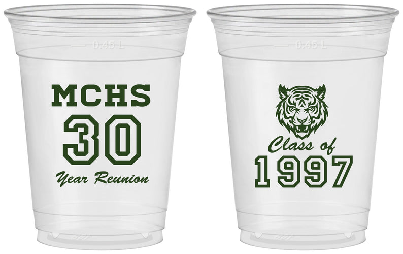 Custom Class Reunion 16 oz Soft Sided Clear Cups - Class Of 1997 30 Year | 140017