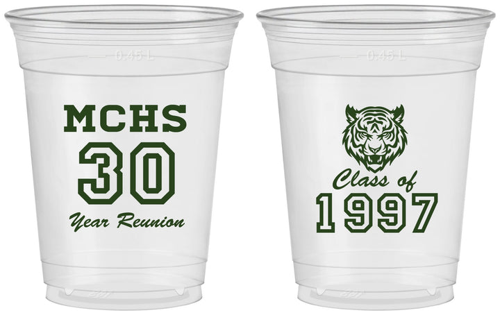 Custom Class Reunion 16 oz Soft Sided Clear Cups - Class Of 1997 30 Year | 140017