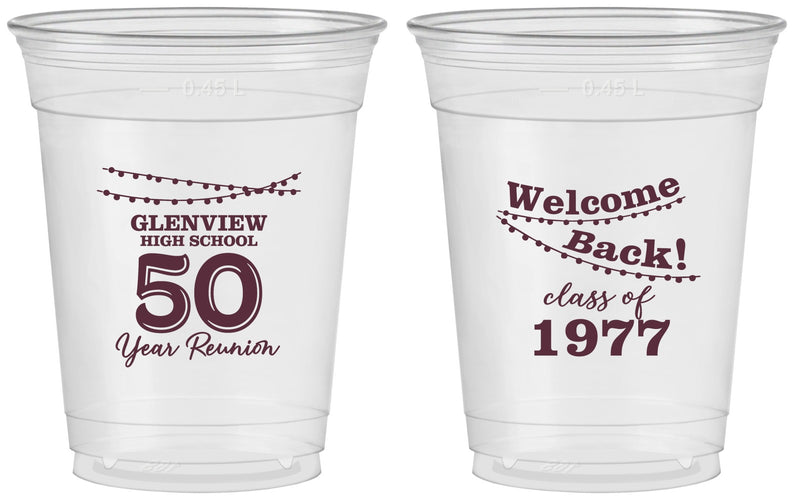 Custom Class Reunion 16 oz Soft Sided Clear Cups - Class Of 1977 50 Year | 140019