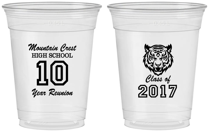 Custom Class Reunion 16 oz Soft Sided Clear Cups - Class Of 2017 10 Year | 140020