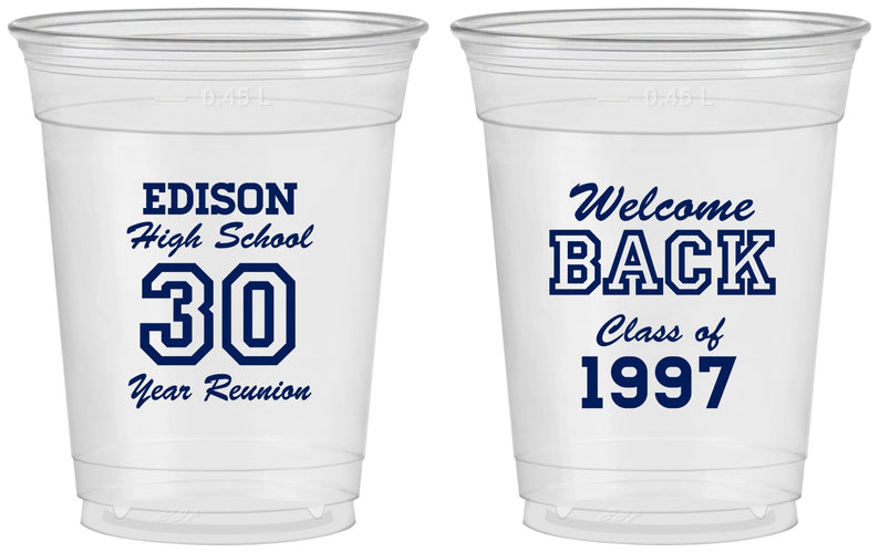 Custom Class Reunion 16 oz Soft Sided Clear Cups - Class Of 1997 30 Year | 140022