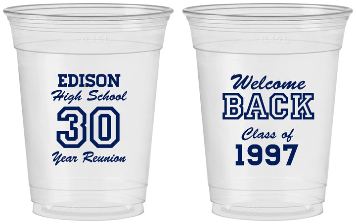 Custom Class Reunion 16 oz Soft Sided Clear Cups - Class Of 1997 30 Year | 140022
