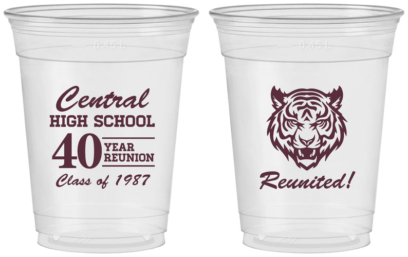 Custom Class Reunion 16 oz Soft Sided Clear Cups - Class Of 1987 40 Year | 140023