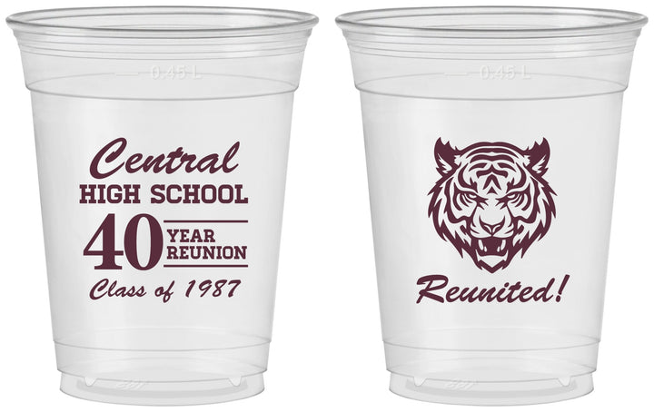 Custom Class Reunion 16 oz Soft Sided Clear Cups - Class Of 1987 40 Year | 140023