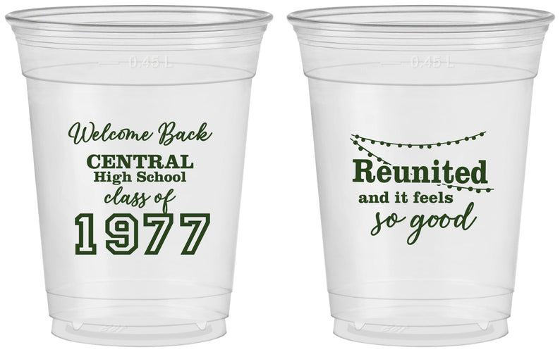 Custom Class Reunion 16 oz Soft Sided Clear Cups - Class Of 1977 50 Year | 140029