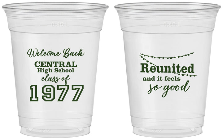 Custom Class Reunion 16 oz Soft Sided Clear Cups - Class Of 1977 50 Year | 140029