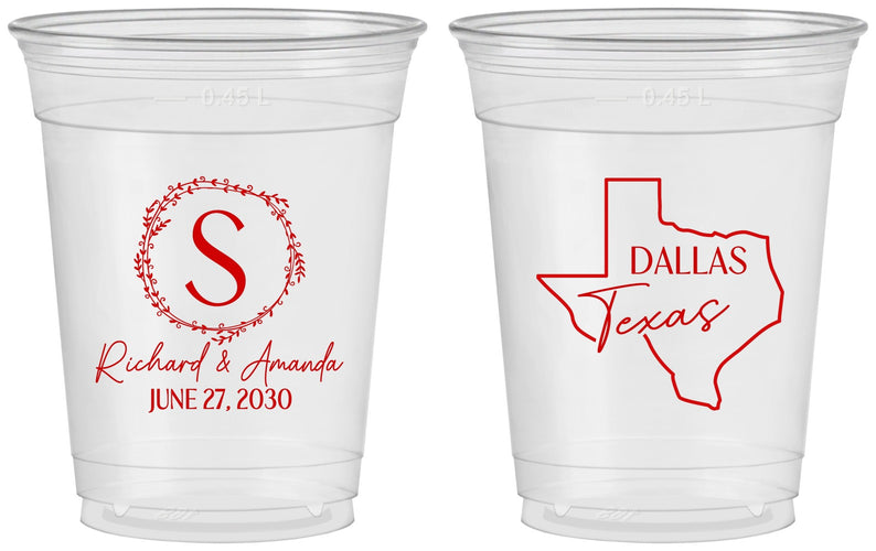 Custom Wedding 16 oz Soft Sided Clear Cups - Texas | 142