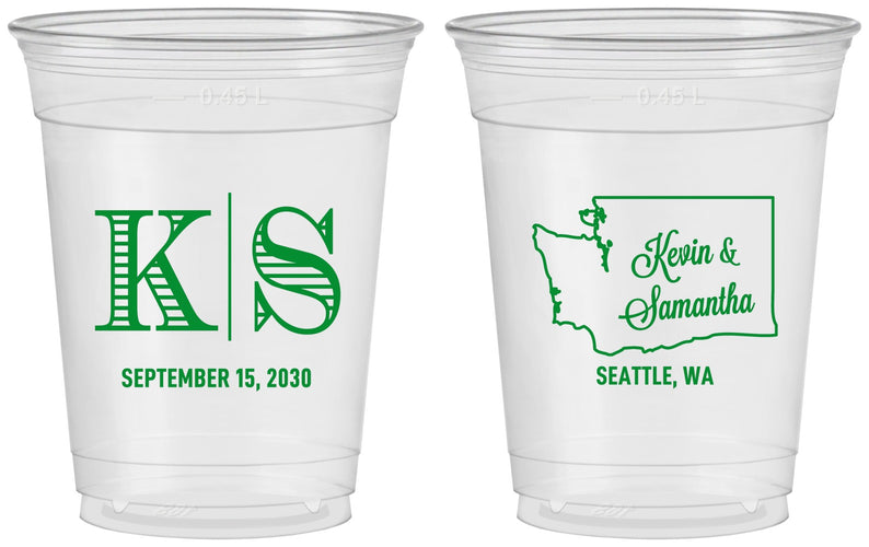 Custom Wedding 16 oz Soft Sided Clear Cups - Washington | 146