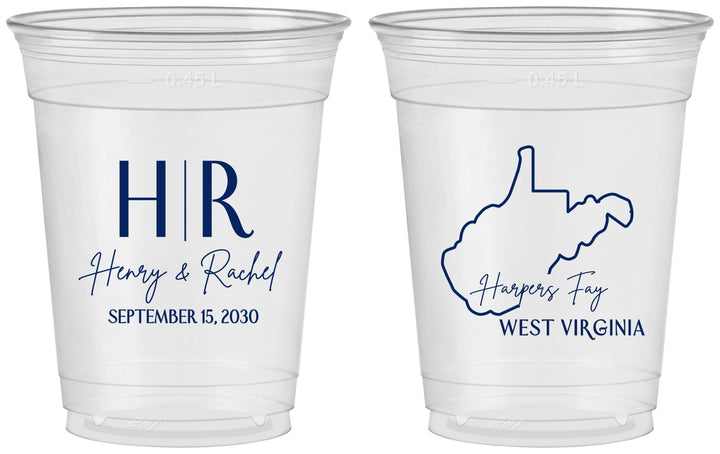 Custom Wedding 16 oz Soft Sided Clear Cups - West Virginia | 147